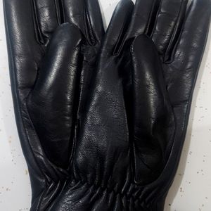 Womens Sheepskin Leather Winter Gloves Fleece Lined Black Medium 7.0